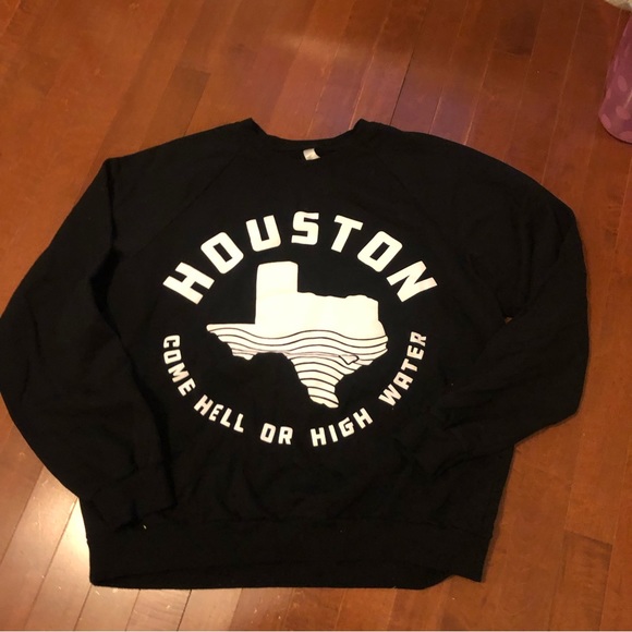 Unisex American Apparel Black Houston Crewneck Sweatshirt - Picture 2 of 4